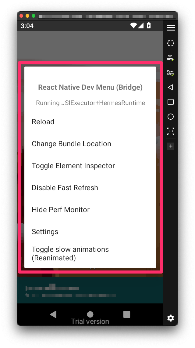 Android Device - ReactNative - DevMenu Bridge Popup