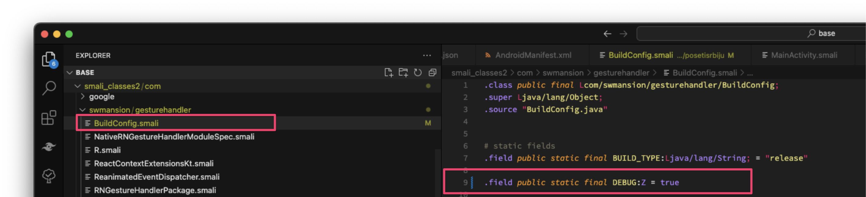 Visual Studio Code - APKLab - Patching Smali Bytecode