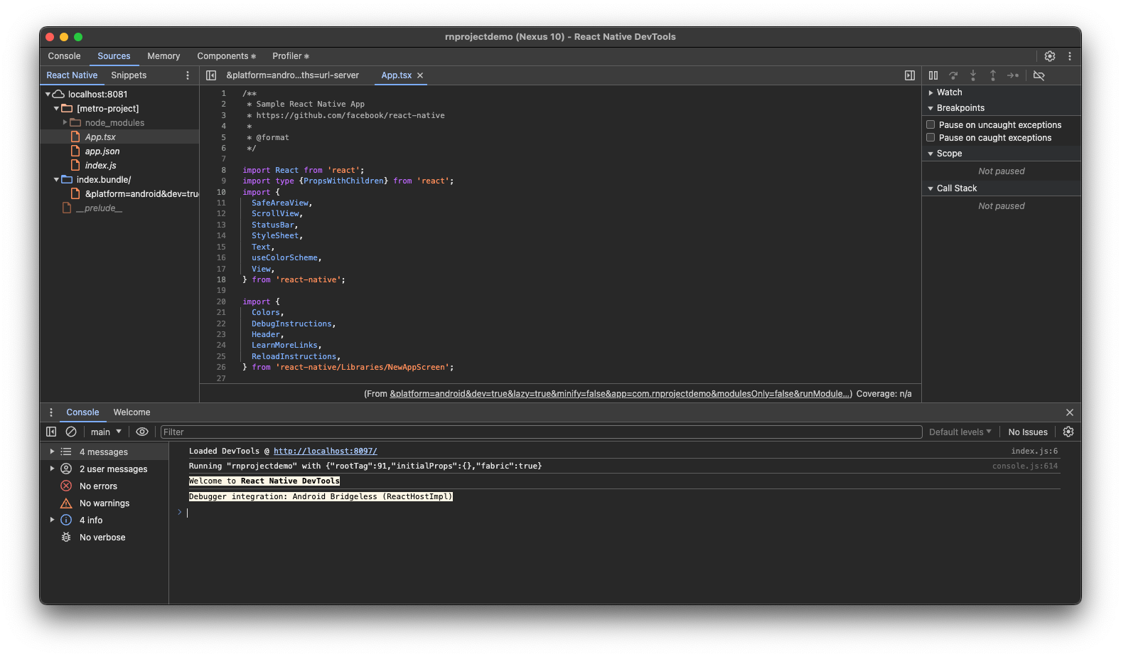 DevTools - React Native Debugging