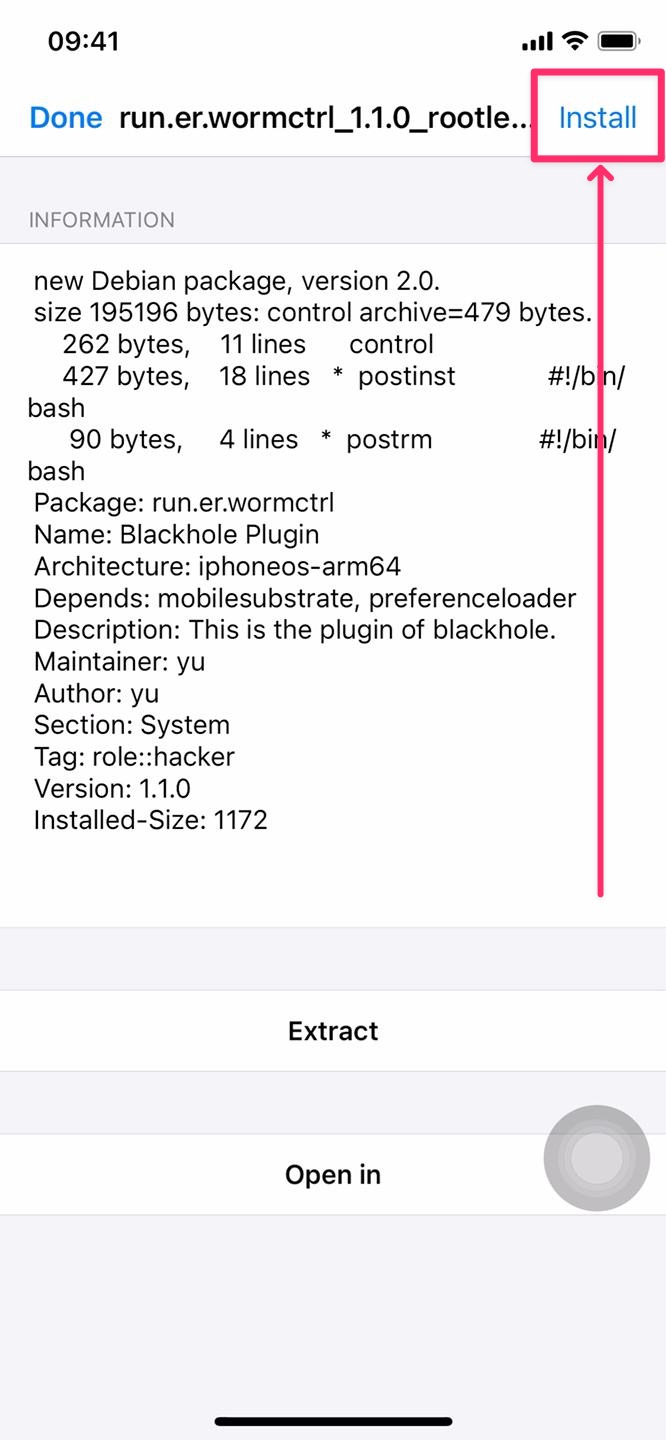 Filza App - Installing Blackhole Plugin